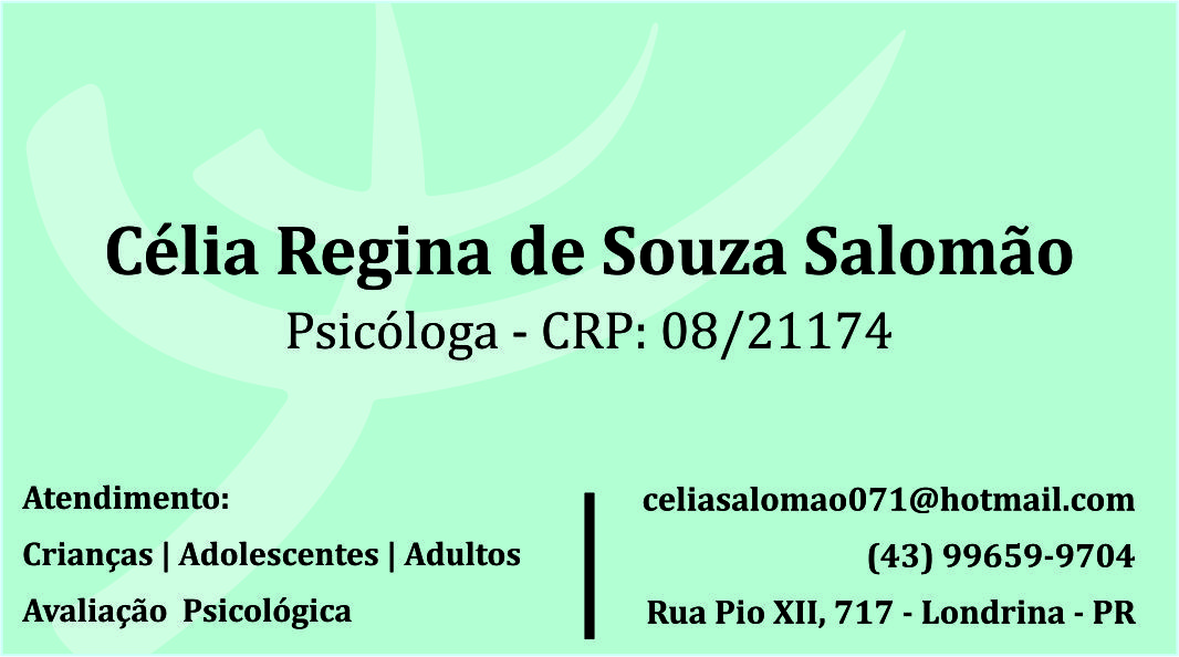 Psicóloga clínica - Dr.Célia Regina de Souza Salomão